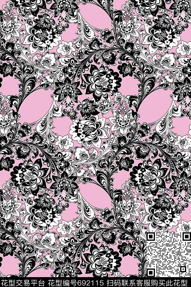 中国风几何时尚传统印花华亿平台下载（图片编号: 692115） - 瓦栏（Walan）