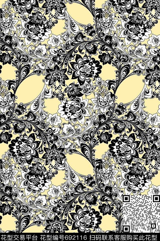 中国风几何时尚传统印花华亿平台下载（图片编号: 692116） - 瓦栏（Walan）
