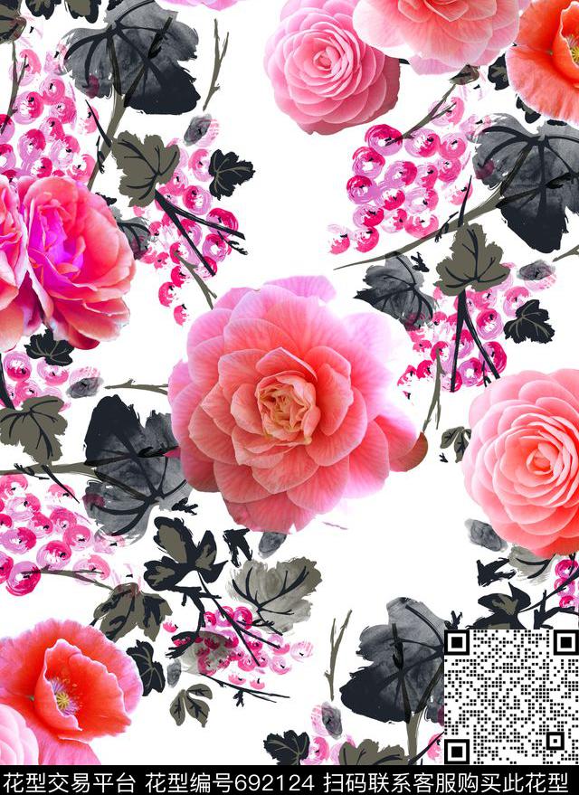 MAX-女装花卉玫瑰旗袍数码印花华亿平台下载（图片编号: 692124） - 瓦栏（Walan）