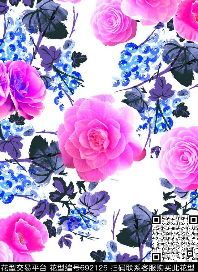 MAX-女装花卉玫瑰旗袍数码印花华亿平台下载（图片编号: 692125） - 瓦栏（Walan）