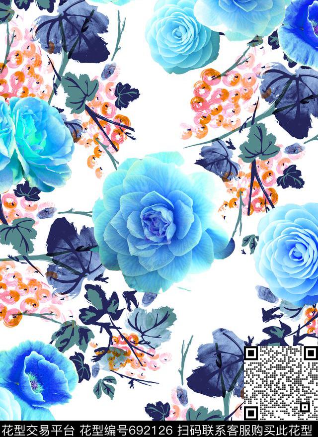 MAX-女装花卉玫瑰旗袍数码印花华亿平台下载（图片编号: 692126） - 瓦栏（Walan）