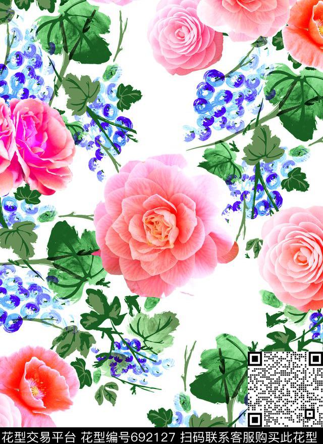 MAX-女装花卉玫瑰旗袍数码印花华亿平台下载（图片编号: 692127） - 瓦栏（Walan）