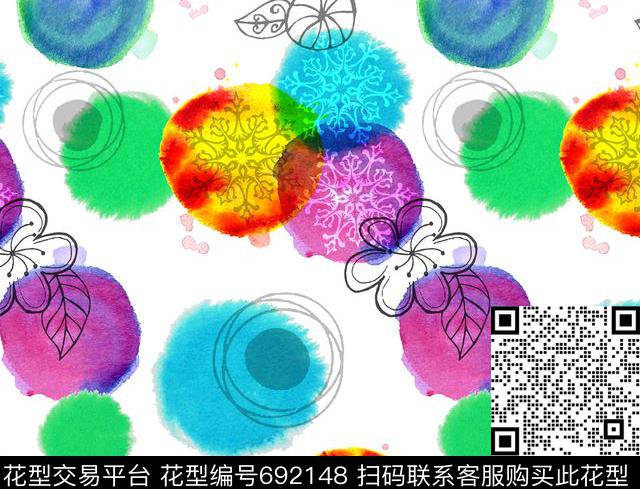 几何波点墨迹传统印花华亿平台下载（图片编号: 692148） - 瓦栏（Walan）