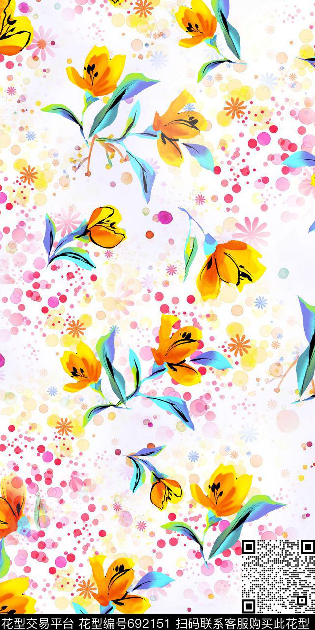 波点小花清爽数码印花华亿平台下载（图片编号: 692151） - 瓦栏（Walan）
