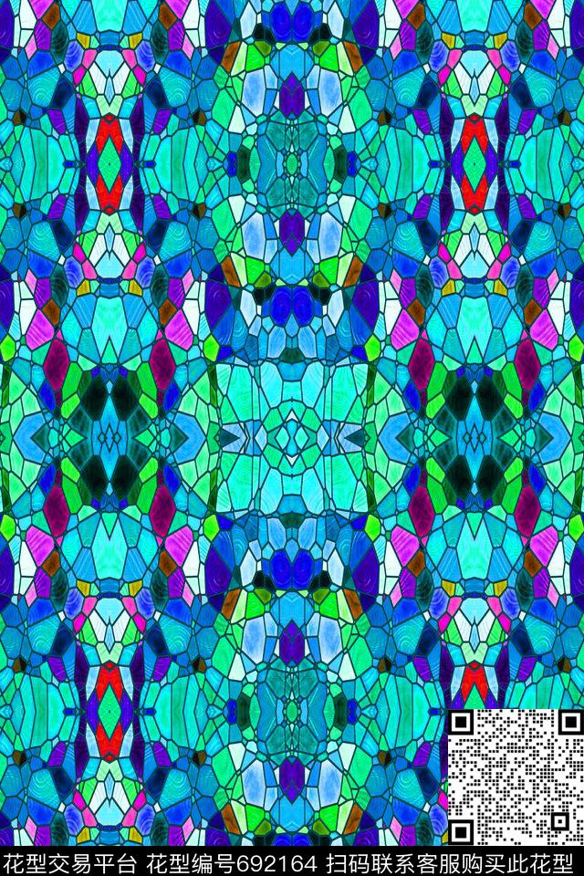 小方块马赛克不规则几何数码印花华亿平台下载（图片编号: 692164） - 瓦栏（Walan）