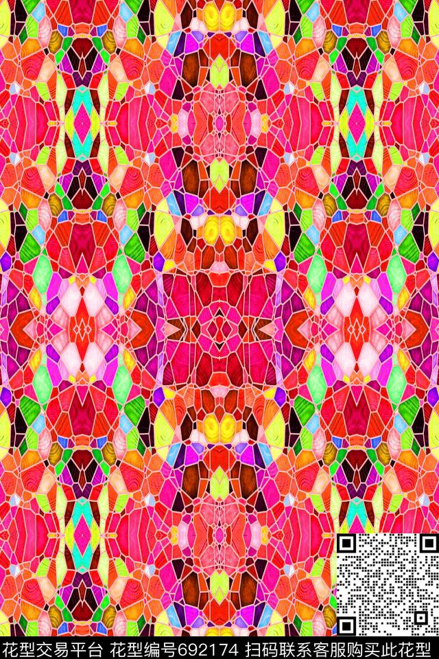 小方块马赛克不规则几何数码印花华亿平台下载（图片编号: 692174） - 瓦栏（Walan）