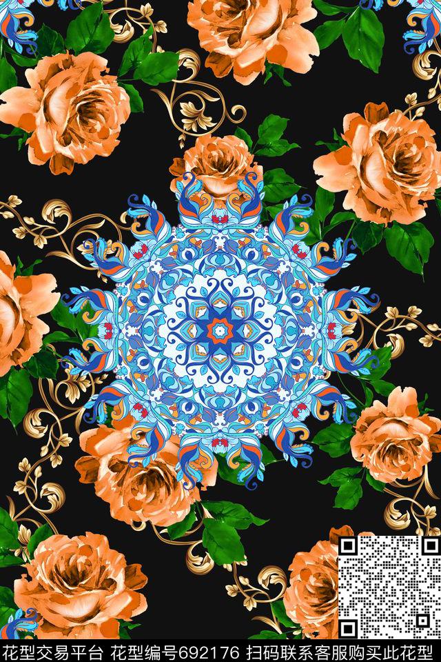 花卉花鸟民族风数码印花华亿平台下载（图片编号: 692176） - 瓦栏（Walan）