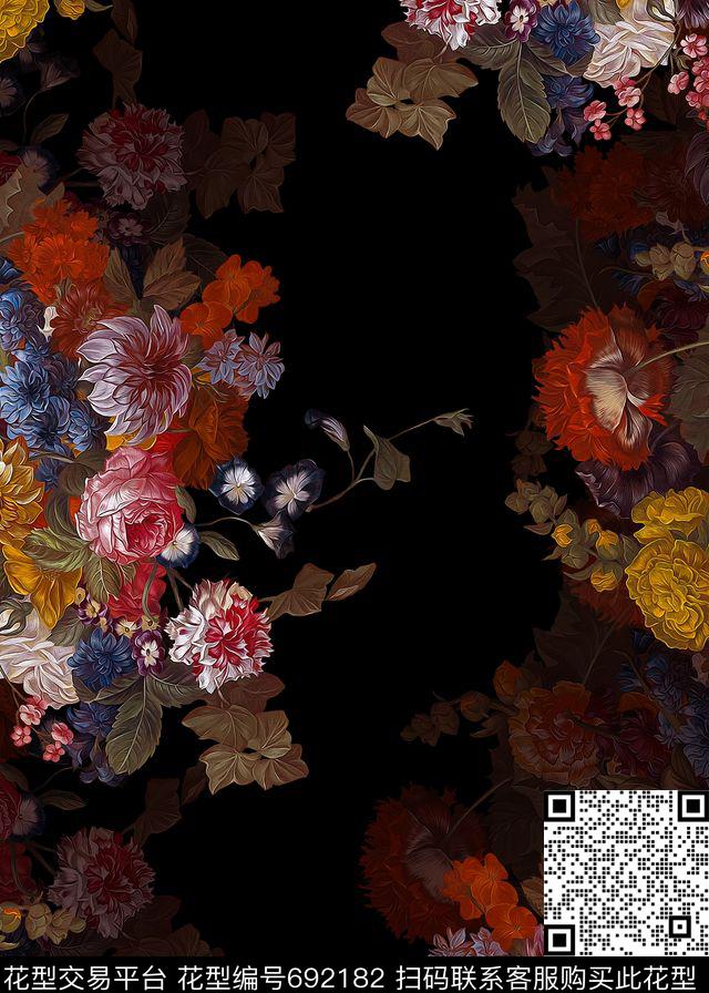 数码艺术花卉油画花卉欧式复古数码印花华亿平台下载（图片编号: 692182） - 瓦栏（Walan）