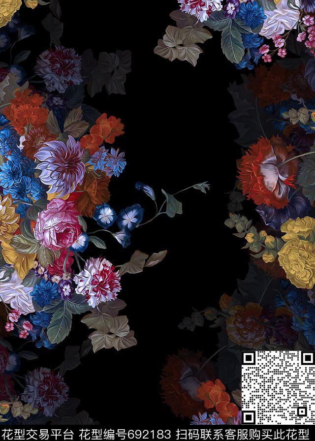 数码艺术花卉油画花卉欧式复古数码印花华亿平台下载（图片编号: 692183） - 瓦栏（Walan）