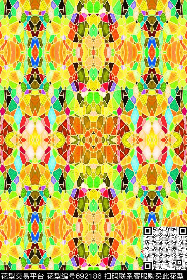 小方块马赛克不规则几何数码印花华亿平台下载（图片编号: 692186） - 瓦栏（Walan）