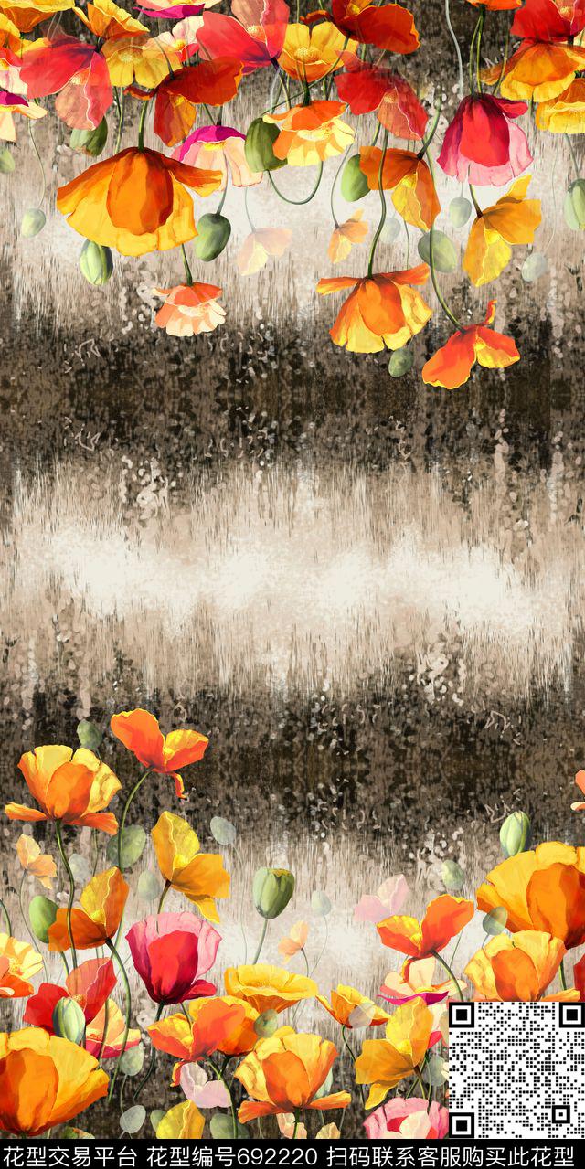 乱花花朵花卉数码印花华亿平台下载（图片编号: 692220） - 瓦栏（Walan）