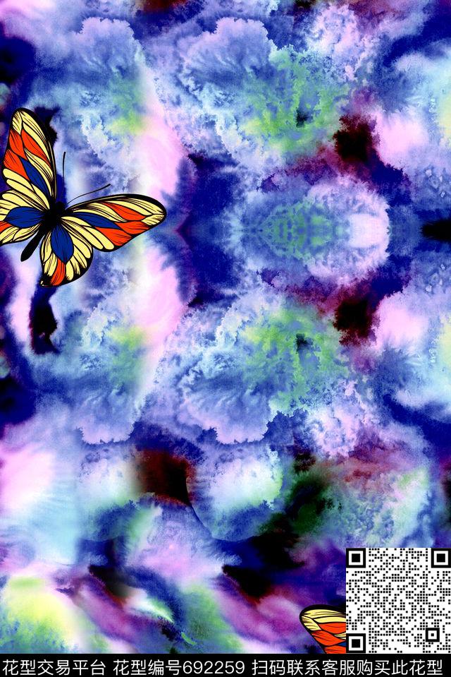 水彩画花卉、蝴蝶、艺术数码印花华亿平台下载（图片编号: 692259） - 瓦栏（Walan）