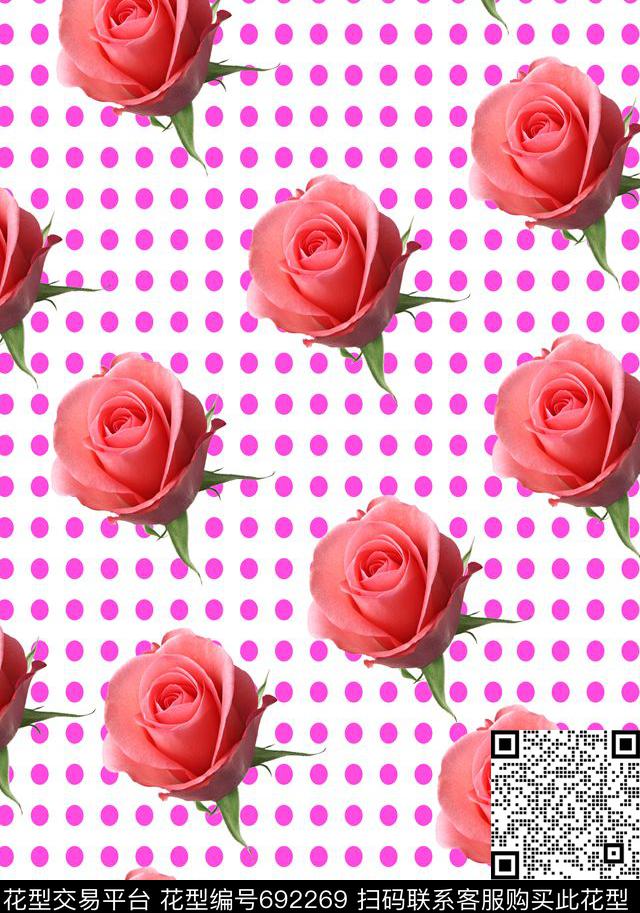 花卉波点传统印花华亿平台下载（图片编号: 692269） - 瓦栏（Walan）