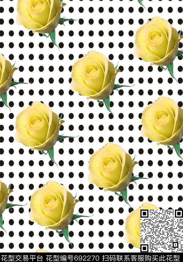 花卉波点传统印花华亿平台下载（图片编号: 692270） - 瓦栏（Walan）