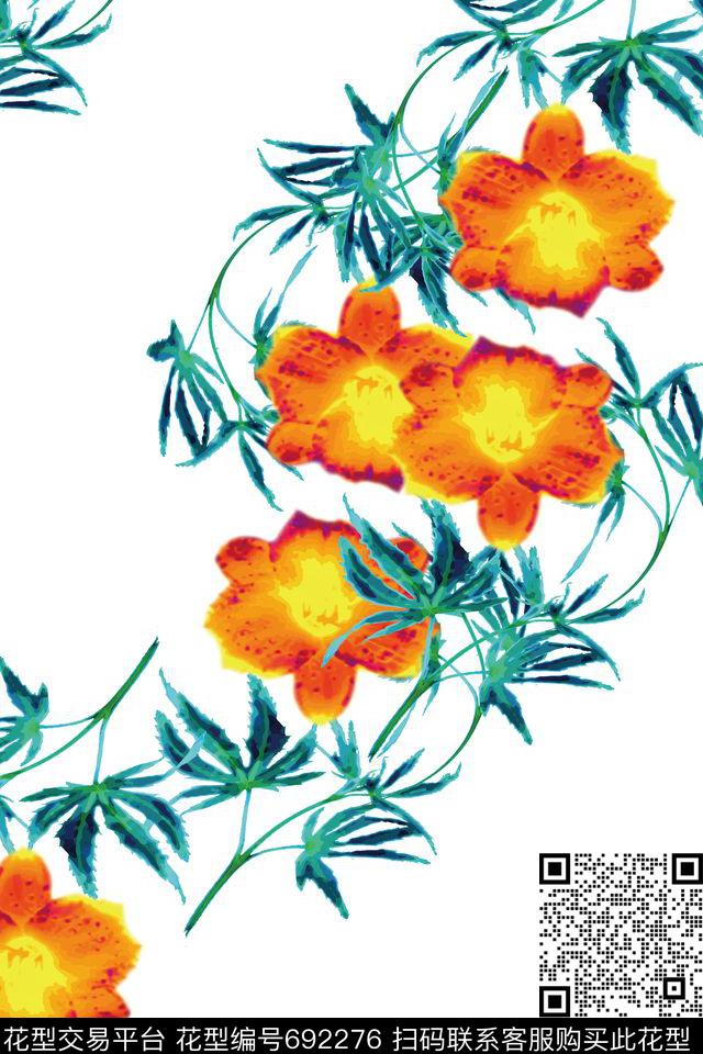 纹理花卉简约传统印花华亿平台下载（图片编号: 692276） - 瓦栏（Walan）