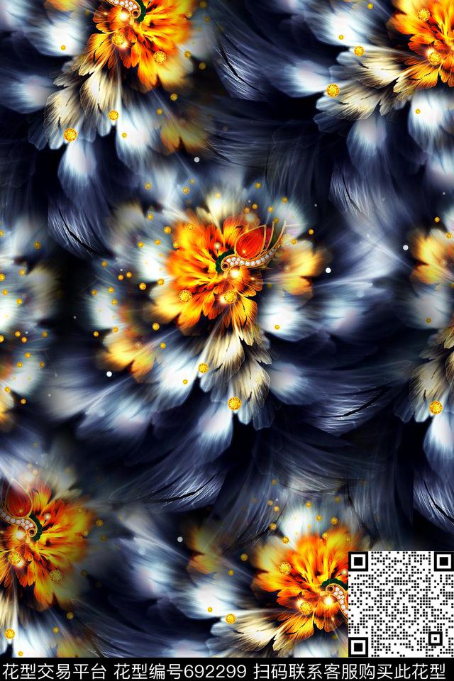 手绘抽象女装泳装抽象数码印花华亿平台下载（图片编号: 692299） - 瓦栏（Walan）