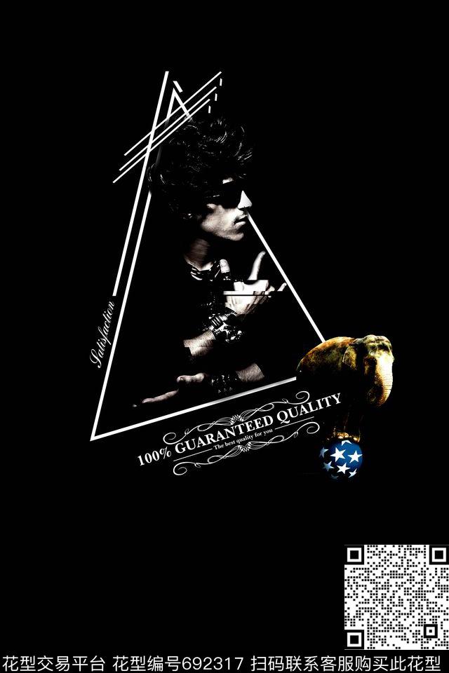 欧美动物大象几何线条数码印花华亿平台下载（图片编号: 692317） - 瓦栏（Walan）