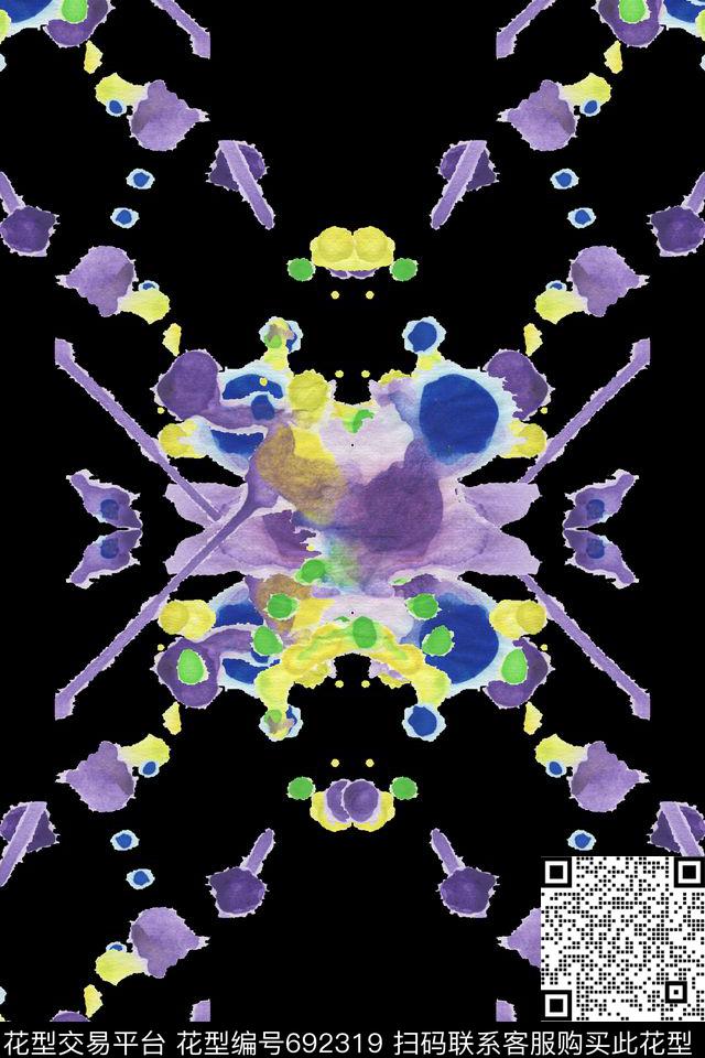 手绘水彩抽象数码印花华亿平台下载（图片编号: 692319） - 瓦栏（Walan）