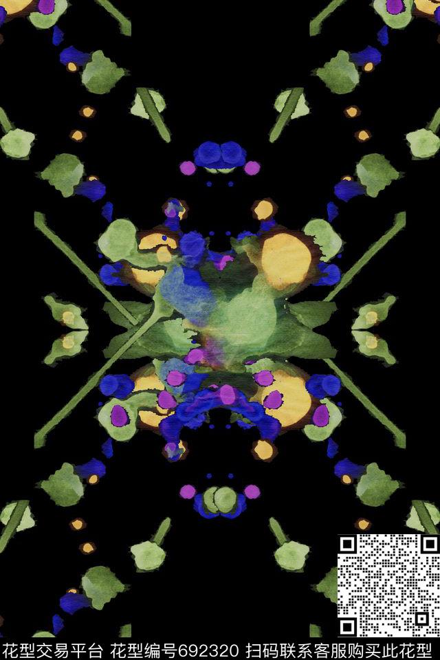 手绘水彩抽象数码印花华亿平台下载（图片编号: 692320） - 瓦栏（Walan）