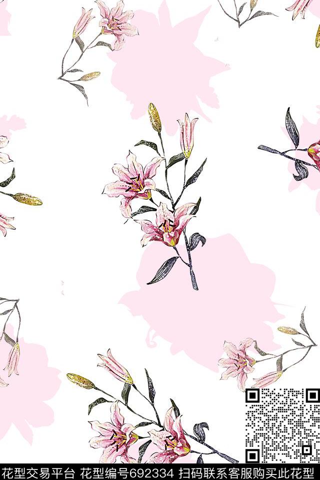 春夏清爽纹理花卉数码印花几何花卉印花女装裙子柔和系列印花数码印花华亿平台下载（图片编号: 692334） - 瓦栏（Walan）