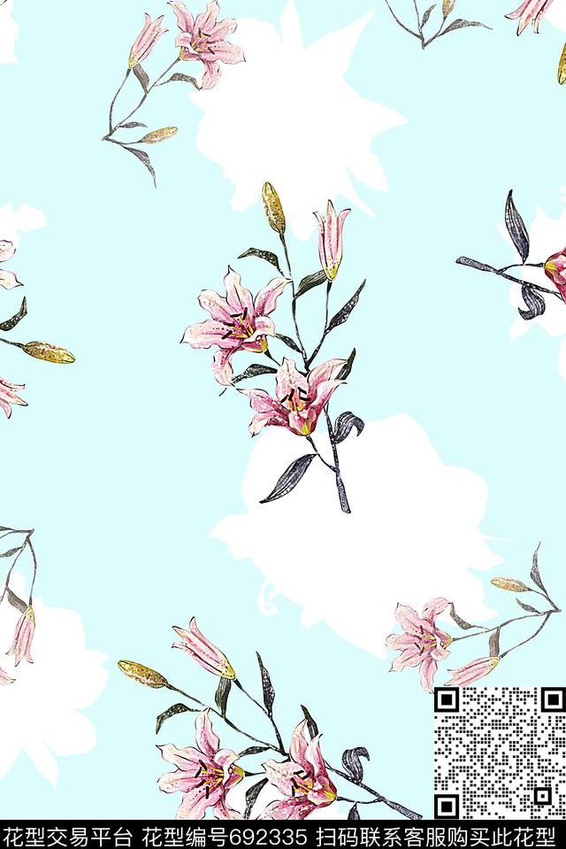 春夏清爽纹理花卉数码印花几何花卉印花女装裙子柔和系列印花数码印花华亿平台下载（图片编号: 692335） - 瓦栏（Walan）