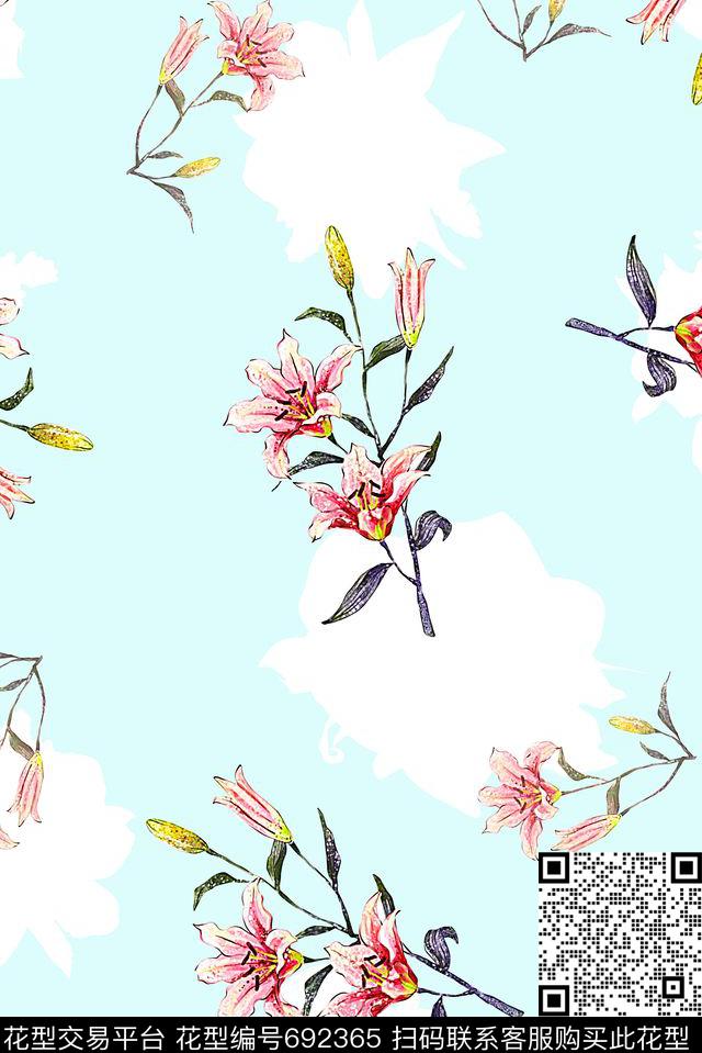 春夏清爽纹理花卉数码印花几何花卉印花女装裙子柔和系列印花数码印花华亿平台下载（图片编号: 692365） - 瓦栏（Walan）