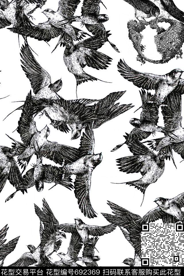 鸟儿商务休闲男装数码印花华亿平台下载（图片编号: 692369） - 瓦栏（Walan）