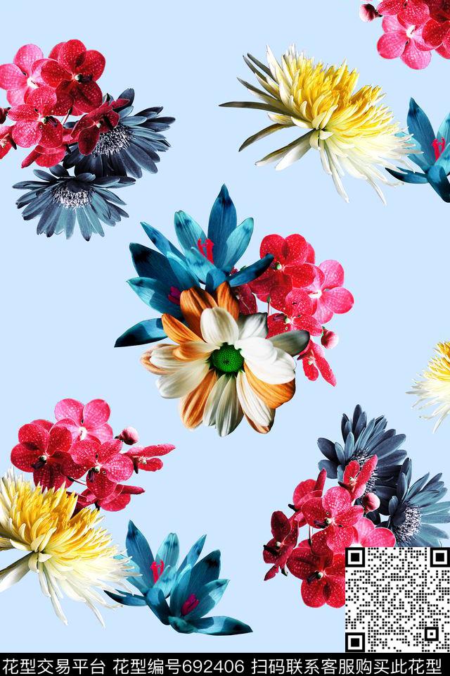 女装花卉纯色底数码印花华亿平台下载（图片编号: 692406） - 瓦栏（Walan）