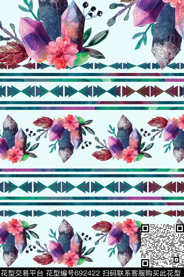 条子宝石抽象数码印花华亿平台下载（图片编号: 692422） - 瓦栏（Walan）