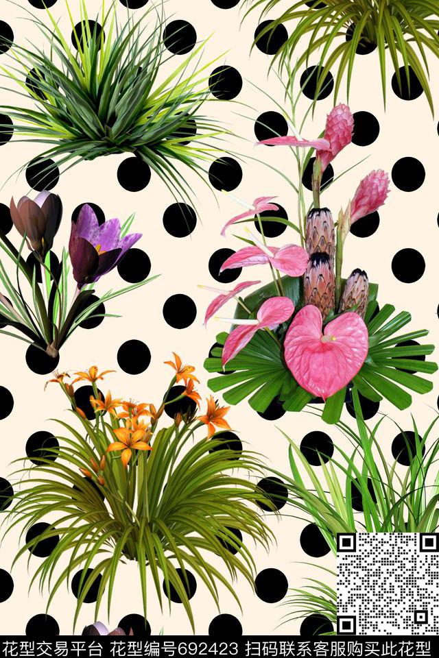 花朵花卉点子数码印花华亿平台下载（图片编号: 692423） - 瓦栏（Walan）