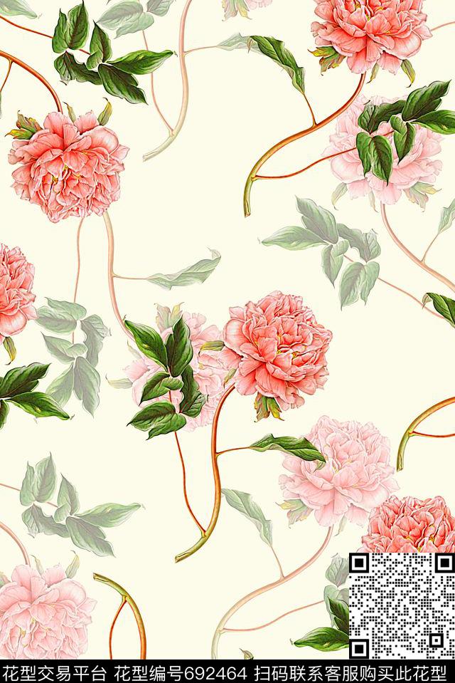 试试潮流春夏女装裙子清爽花卉数码印花手绘花朵玫瑰花泳装印花渐变朦胧感印花数码印花华亿平台下载（图片编号: 692464） - 瓦栏（Walan）