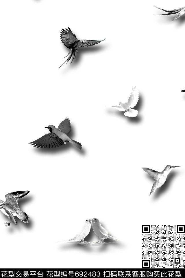 男装鸟儿女装数码印花华亿平台下载（图片编号: 692483） - 瓦栏（Walan）