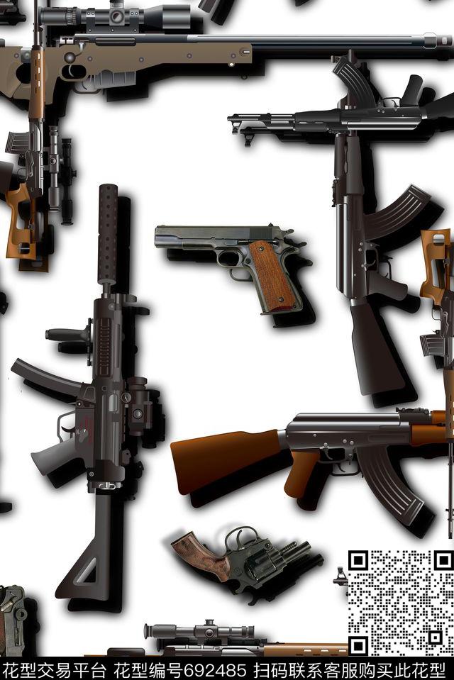 男装休闲风武器数码印花华亿平台下载（图片编号: 692485） - 瓦栏（Walan）