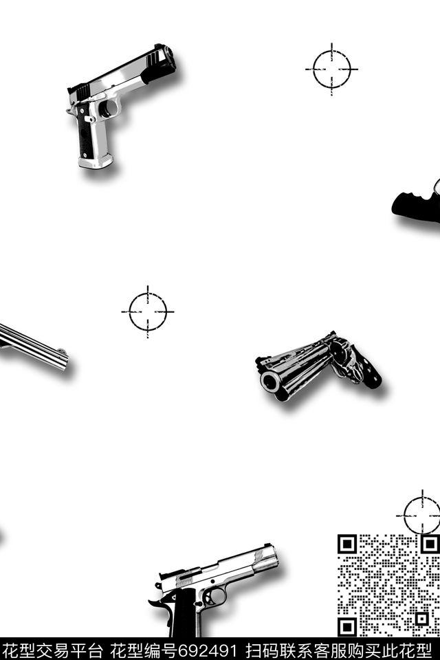 男装休闲风武器数码印花华亿平台下载（图片编号: 692491） - 瓦栏（Walan）