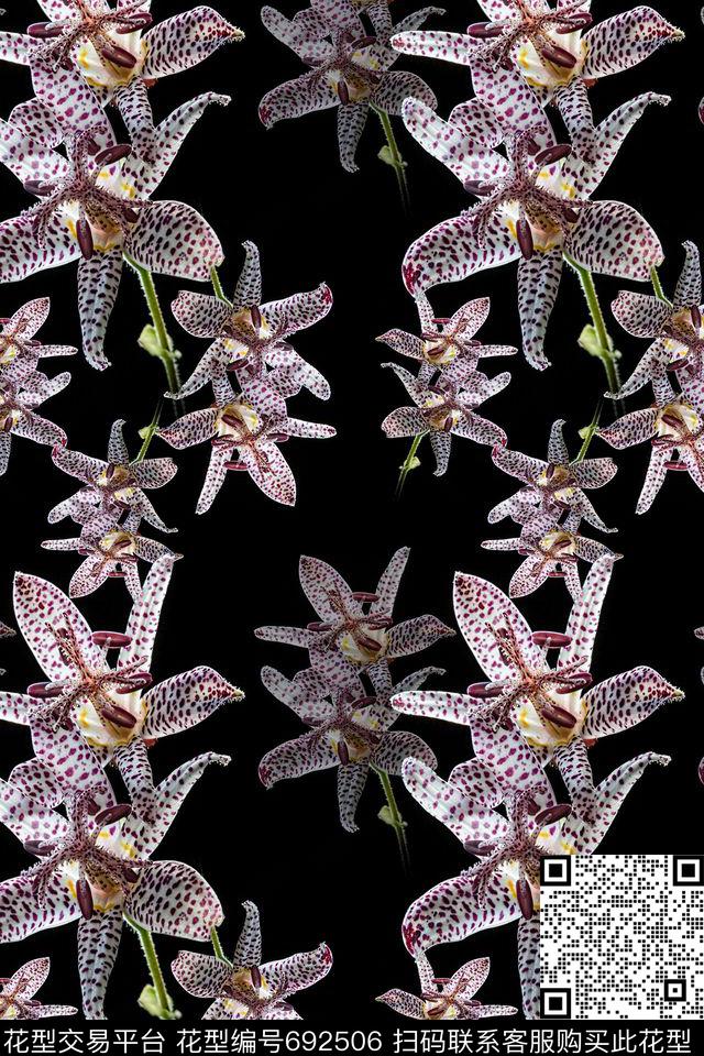 花卉写真青蓝雅韵系列花朵数码印花华亿平台下载（图片编号: 692506） - 瓦栏（Walan）