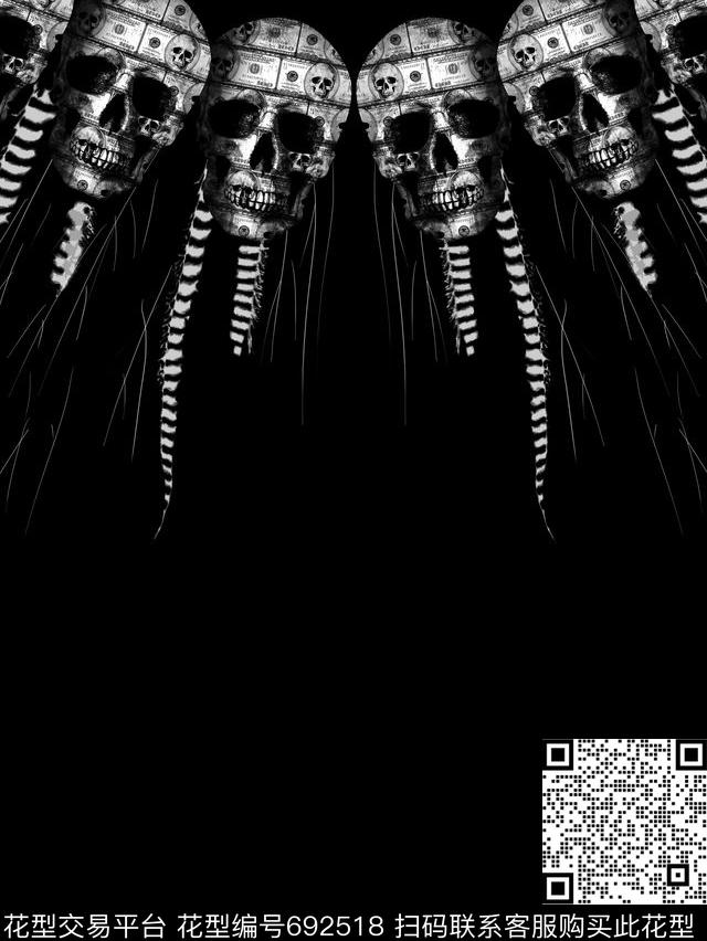 PP欧美大牌最新定位华亿平台骷髅头数码印花华亿平台下载（图片编号: 692518） - 瓦栏（Walan）
