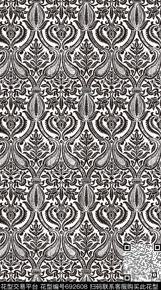 火腿花腰果佩斯利数码印花华亿平台下载（图片编号: 692608） - 瓦栏（Walan）