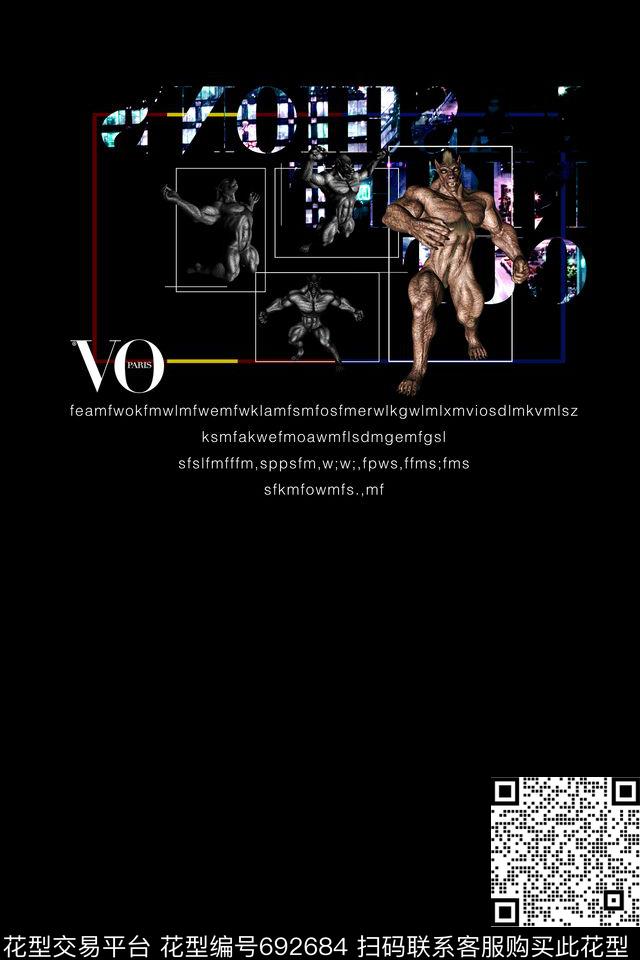 几何线条线框英文黑白数码印花华亿平台下载（图片编号: 692684） - 瓦栏（Walan）