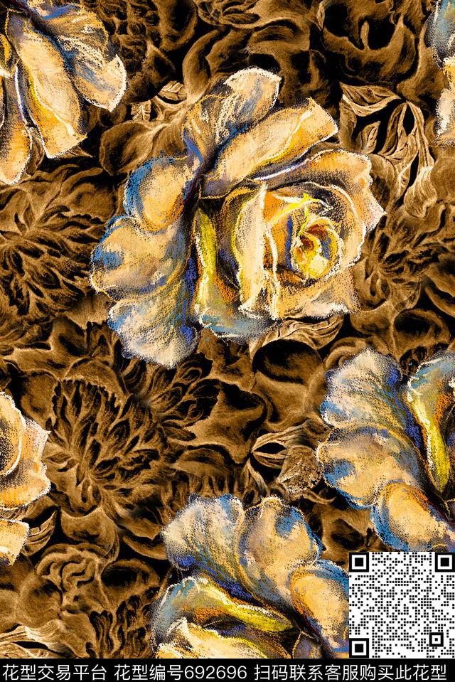 复古手绘肌理数码印花华亿平台下载（图片编号: 692696） - 瓦栏（Walan）