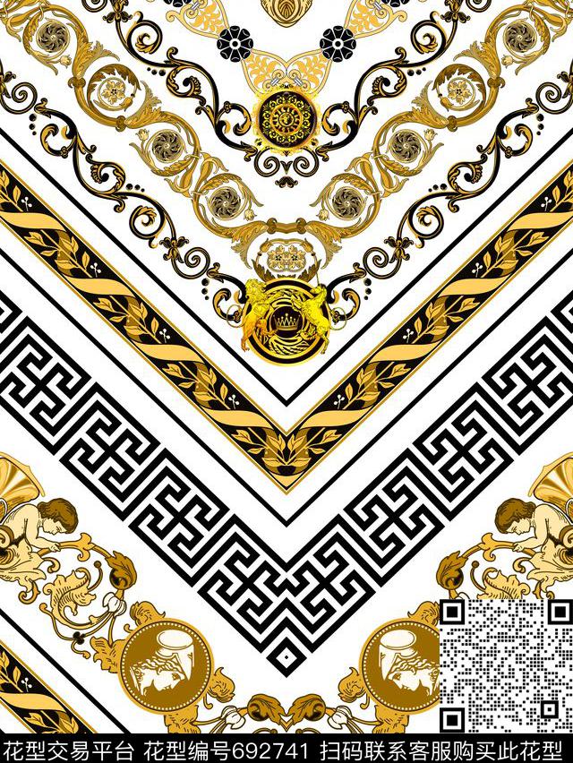 宫廷风民族风欧式花纹传统印花华亿平台下载（图片编号: 692741） - 瓦栏（Walan）