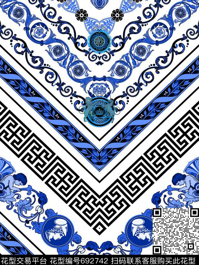 宫廷风民族风欧式花纹传统印花华亿平台下载（图片编号: 692742） - 瓦栏（Walan）