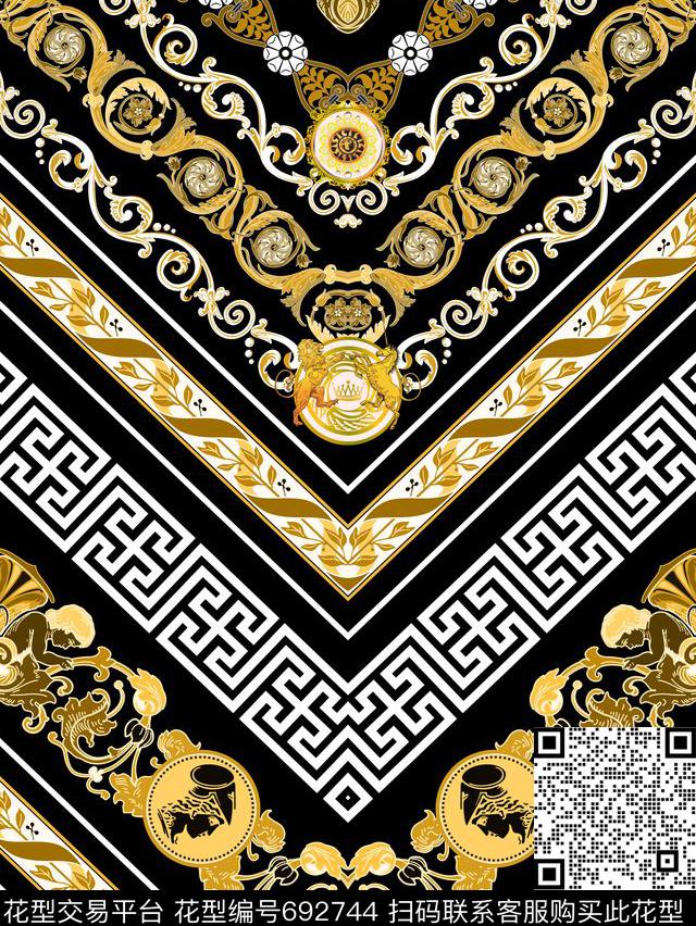 宫廷风民族风欧式花纹传统印花华亿平台下载（图片编号: 692744） - 瓦栏（Walan）