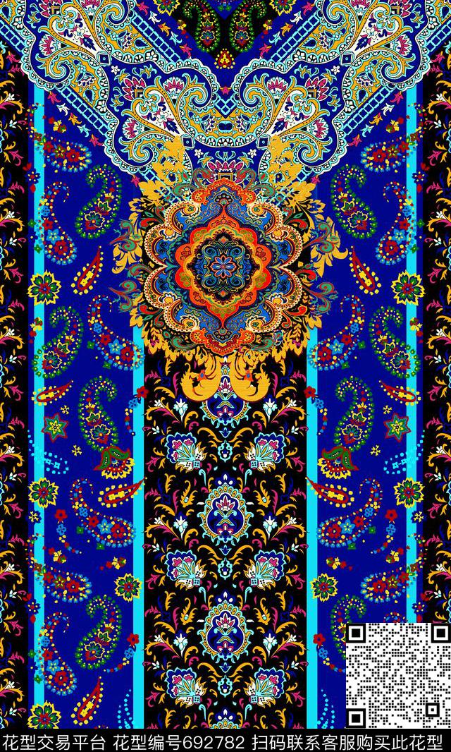 民族风几何花纹数码印花华亿平台下载（图片编号: 692782） - 瓦栏（Walan）