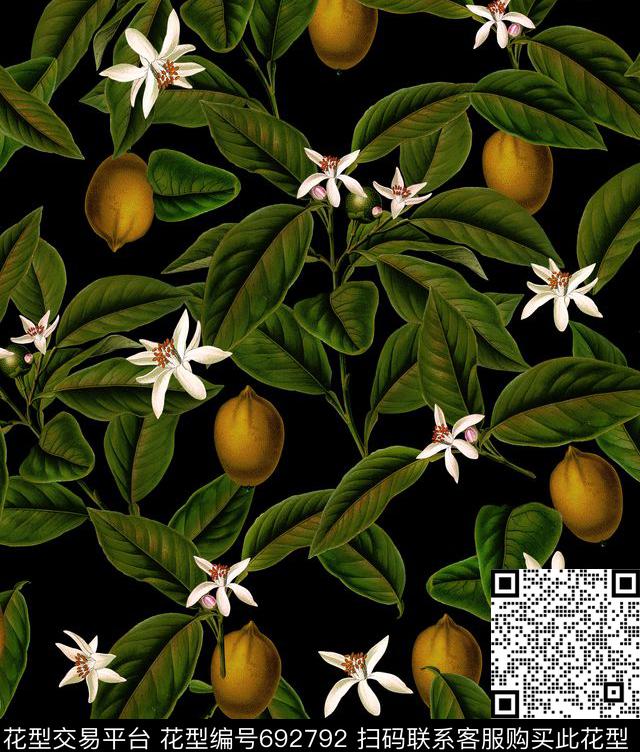 柠檬小花数码印花华亿平台下载（图片编号: 692792） - 瓦栏（Walan）