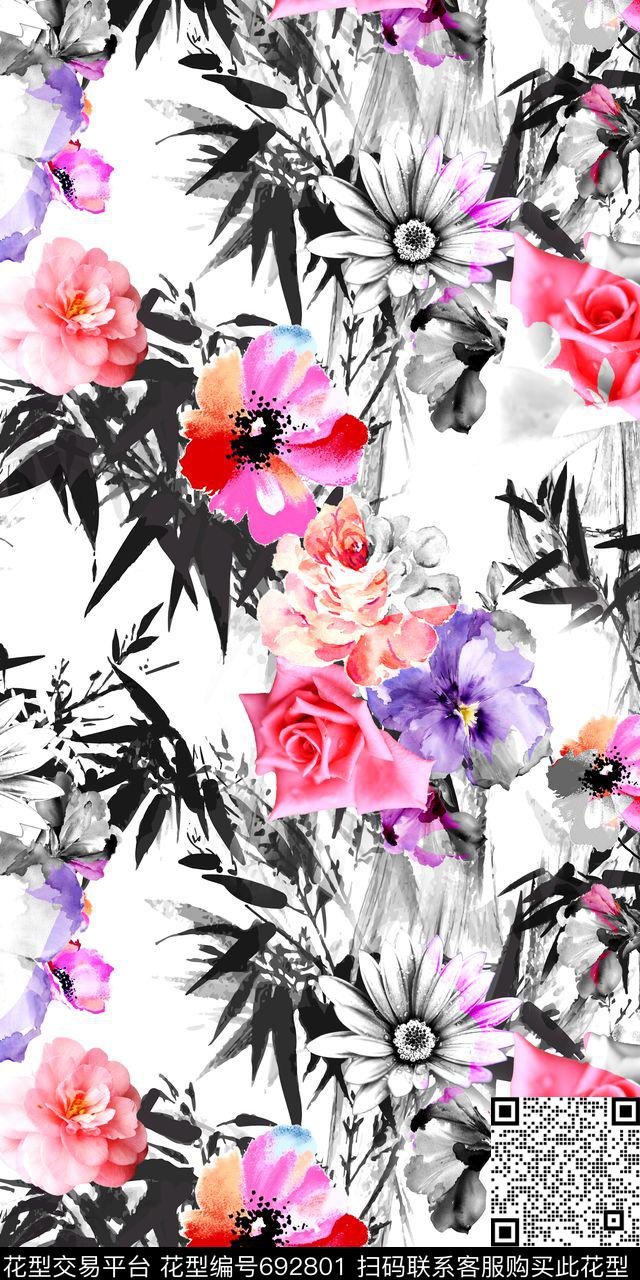 MAX-女装花卉小碎花玫瑰数码印花华亿平台下载（图片编号: 692801） - 瓦栏（Walan）
