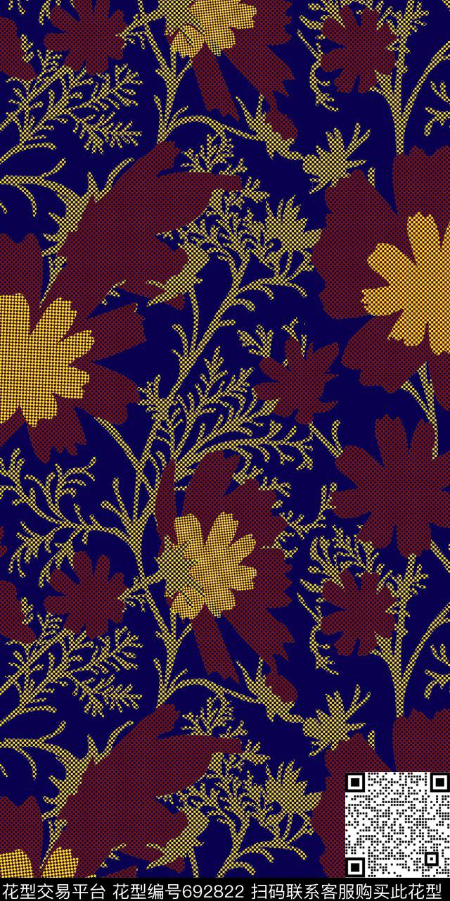 花卉抽象花卉传统印花华亿平台下载（图片编号: 692822） - 瓦栏（Walan）