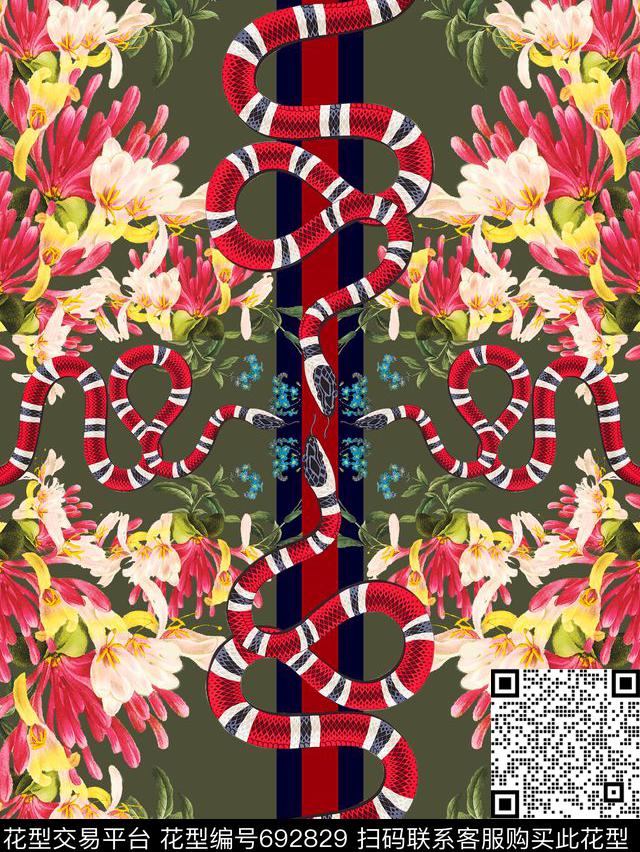 欧版大牌花卉数码印花华亿平台下载（图片编号: 692829） - 瓦栏（Walan）