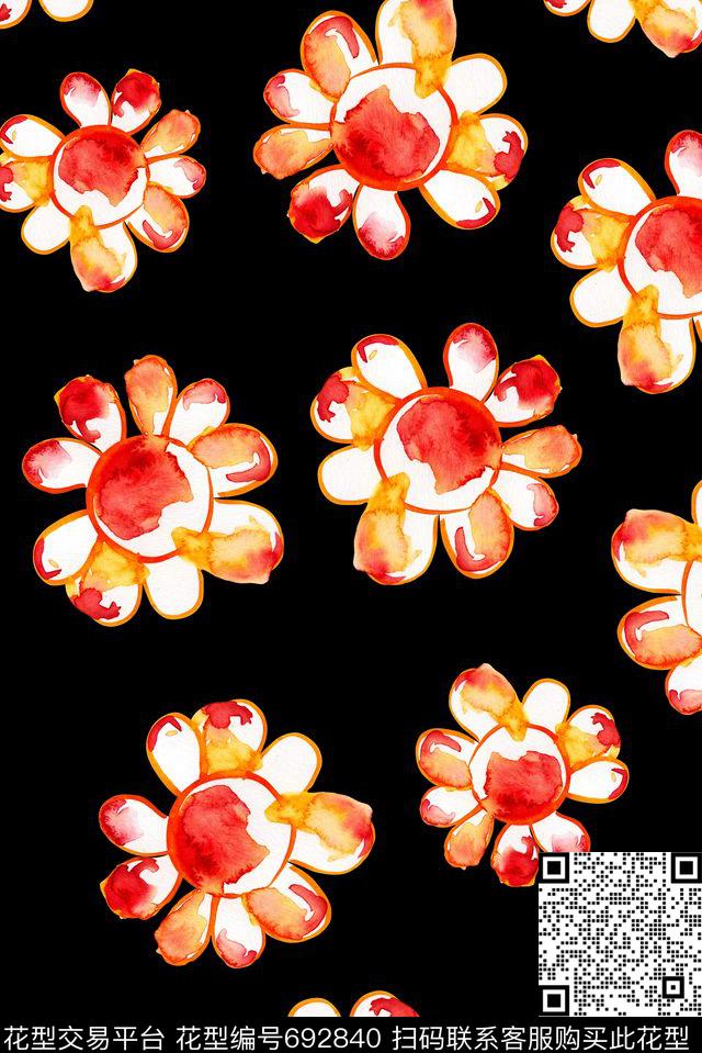 大花花卉太阳花数码印花华亿平台下载（图片编号: 692840） - 瓦栏（Walan）