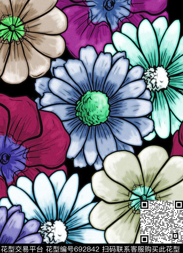 大花裙子朦胧数码印花华亿平台下载（图片编号: 692842） - 瓦栏（Walan）