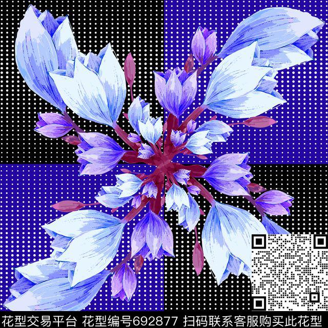 几何花卉不定位丝巾女装家纺传统印花华亿平台下载（图片编号: 692877） - 瓦栏（Walan）